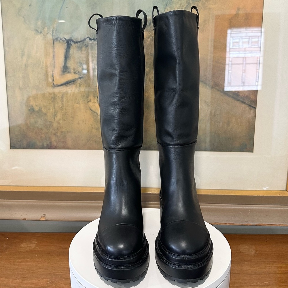 🌹CULT GAIA🌹 Hana Block Heel Leather Boots Black Size: 35 - Picture 5 of 13
